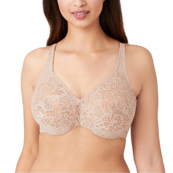 Wacoal Halo Lace Full Figure Underwire Bra, Color Toast, Size 32DD - Picture 1 of 6